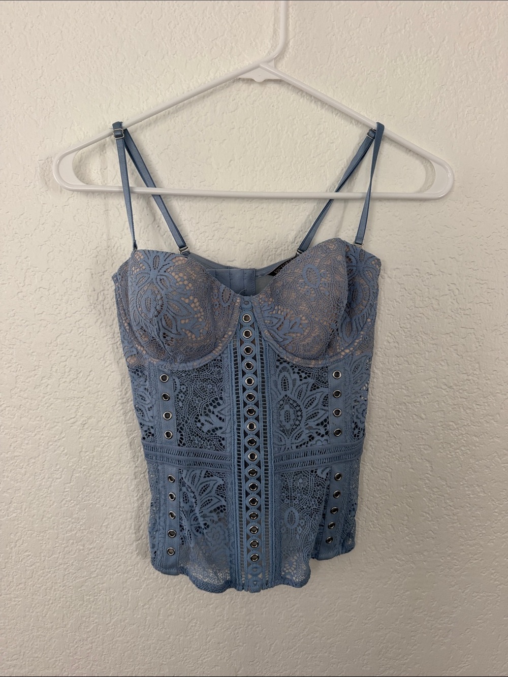 Victoria's Secret Dusty Blue Lace Bustier Cami